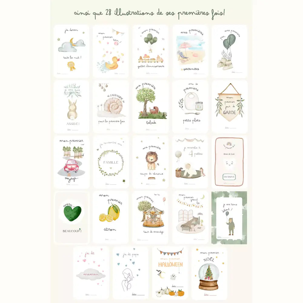 Illustrations des cartes étapes avec bébé - My Baby Days