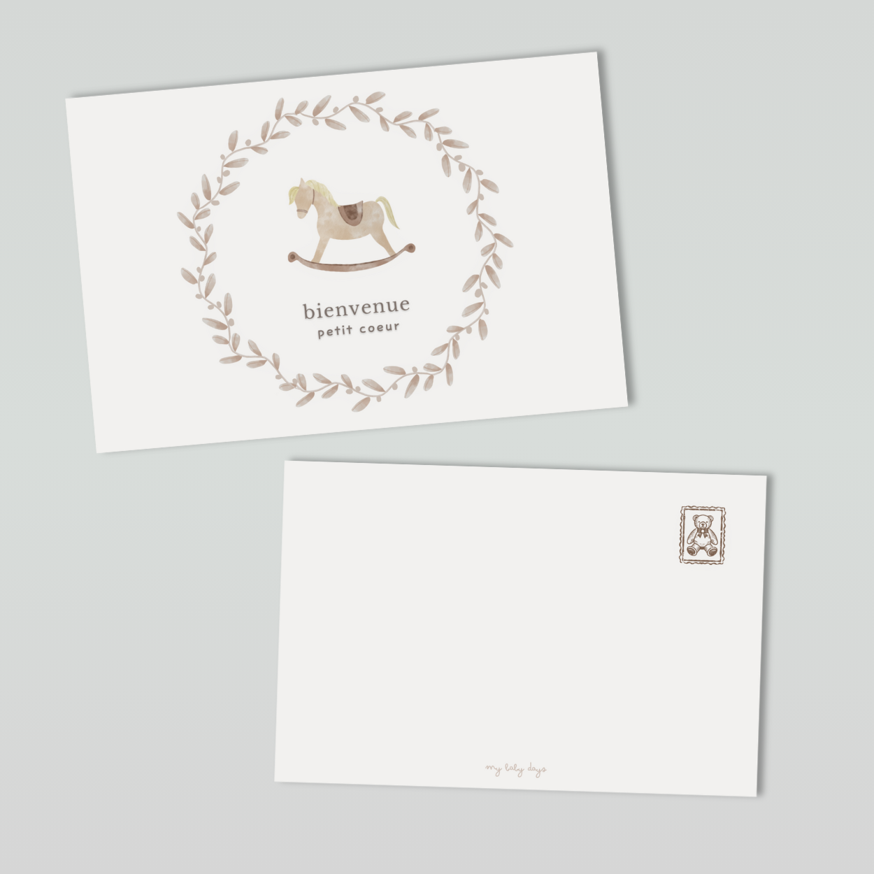 Carte "Bienvenue" Cheval à bascule